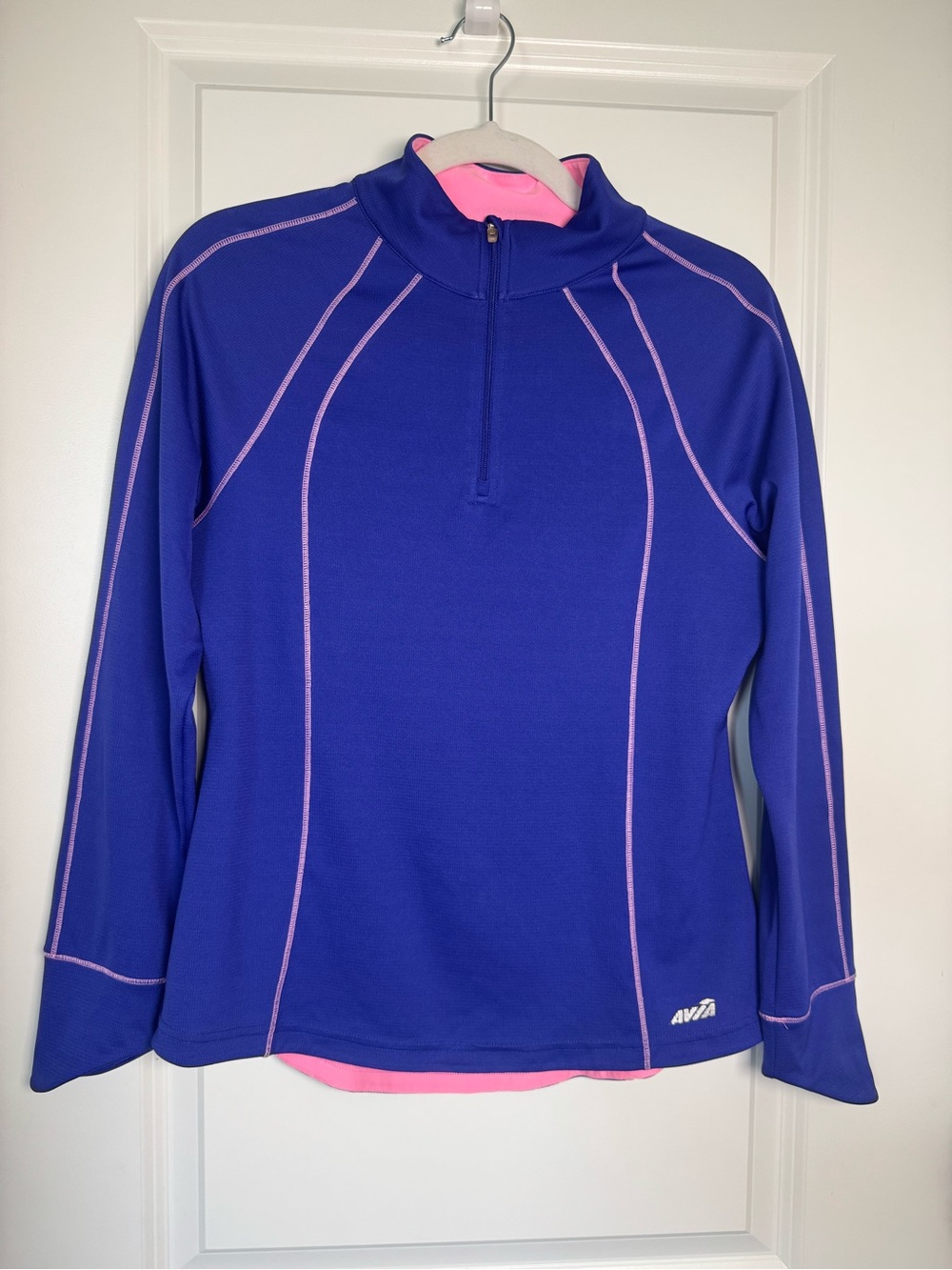 Avia Royal Blue Quarter‑Zip Pullover with Pink Contrast